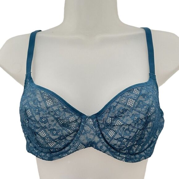 Victoria Secret Blue Lace Sexy Unlined Demi Lingerie Bra - Picture 6 of 6